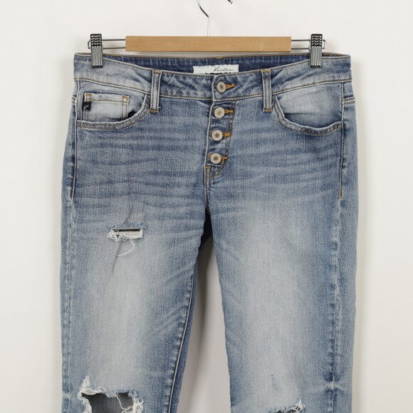 KanCan Estilo Mid Rise button Fly Distressed Jeans 25 - Picture 2 of 8